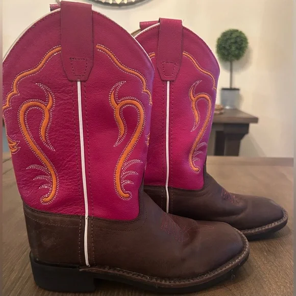 Old West Girls Leather Cowgirl Western Boots ~Size 3 (see measurements) - Picture 2 of 7